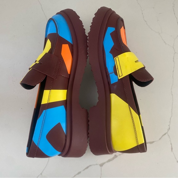 NWT CAMPER WALDEN TWINS MULTI COLOR BLOCK LEATHER SLIP ON LOAFERS SIZE 9 - Picture 4 of 7